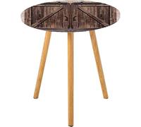 Tovaglia rotonda rustica, con cornice in legno con porta di fienile in pietra, immagine vintage di architettura rurale, adatta per soggiorno, camera da letto, piccolo spazio, adatta per tavolo rotondo