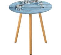 Tovaglia rotonda rustica, con rami che fioriscono con fiori della stagione calda su legno fragilità primaverile, adatta per soggiorno, camera da letto, piccolo spazio, adatta per tavolo rotondo da 61