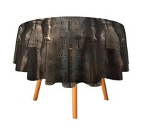 Tovaglia rotonda rustica con stampa egiziana ad, da 70 pollici, per tavolo da pranzo, tovaglia rotonda etnica tribale ed esotica con architettura antica e estetica vintage.