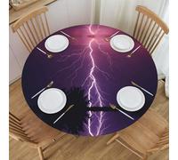 Tovaglia rotonda viola viola temporale, tovaglia rotonda elasticizzata per esterni e interni, tovaglia rotonda per tavoli rotondi fino a 101,6 cm - 127 cm di diametro