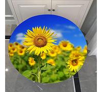 Tovaglia Rotondo in Poliestere, Morbuy 3D Girasole Stampa Lavabile Tovaglie da Tavola Impermeabile Tovaglia con Bordo Elastico per Salotto Pranzo Giardino Decorazione (Cielo Blu,Diametro 120cm)