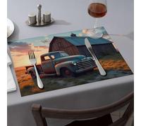 Tovaglia rustica Charm: camion vintage e fienile al tramonto tovagliette da pranzo moderna decorazione fattoria cucina e sala da pranzo (1 pz)