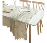 Tovaglia stampata con margherite blu in forma rettangolare con tessuto misto cotone poliestere ed elegante pizzo con frange per resistenza alla polvere e alle fuoriuscite (E)