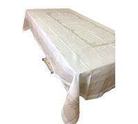 Tovaglia Tavola Ricamata Lino Cotone x 12 persone Tovaglioli Classica 180x270cm