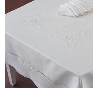 Tovaglia Tavola Ricamata Lino Cotone x 12 persone Tovaglioli Classica 180x270cm
