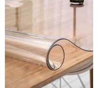 Tovaglia trasparente spessa 2 mm, impermeabile, lavabile, rettangolare, facile da pulire, finitura satinata, 100 x 130 cm, perfetta per tavoli da pranzo ed eventi.