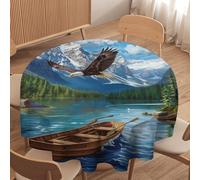 Tovaglia Trees Mountain Eagle Nature Sky Cloud Bird River Ship Tovaglia Da Tavola Resistente Antimacchia Tovaglia Da Tavola Per Esterno Ristorante Feste 152Cm