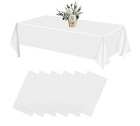 Tovaglia usa e getta, bianca, 6 pezzi, impermeabile, rettangolare, adatta per compleanni, feste, matrimoni, Natale, 137 x 274 cm, bianco