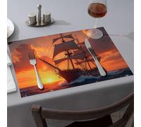 Tovaglia vintage a vela al tramonto, tovaglietta da pranzo, decorazione moderna per cucina e sala da pranzo (1 pezzo)