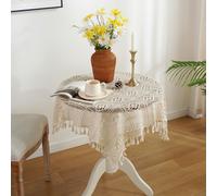 Tovaglia vintage con nappe all'uncinetto da 1 pezzo, tovaglietta dal design semplice, decorazione per tavolo da pranzo in pizzo della fattoria, copertura da tavolo rotonda/quadrata per cucina, cassett