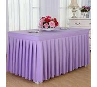 Tovaglia viola per matrimoni e feste, rettangolare con gonna e volant, perfetta per banchetti, riunioni ed eventi, 180 x 101,6 x 190,5 cm (lunghezza x larghezza x altezza)