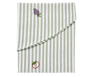Tovaglia Westwing Melony in cotone a righe bianco e verde rotonda 180 cm