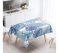 Tovaglie da Tavolo Impermeabile Rettangolare, Chickw11 Antimacchia Antipolvere da Tavolino Cucina Tavolo da Giardino Decorazione Foglie Tropicali Stampa 3D (Foglia blu,90x90cm)