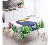 Tovaglie da Tavolo Impermeabile Rettangolare, Chickw11 Antimacchia Antipolvere da Tavolino Cucina Tavolo da Giardino Decorazione Foglie Tropicali Stampa 3D (Uccello,140x200cm)