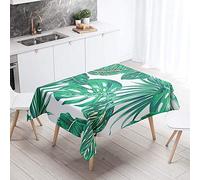 Tovaglie da Tavolo Impermeabile Rettangolare, Chickw11 Antimacchia Antipolvere da Tavolino Cucina Tavolo da Giardino Decorazione Foglie Tropicali Stampa 3D (Verde scuro,140x200cm)
