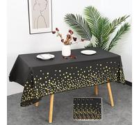 Tovaglie Decorative Rettangolari Monouso In Plastica,5 Pezzi, 54 X 108 Pollici,Impermeabili E Resistenti All'olio,For Picnic,Decorazioni For Compleanni,Feste,Matrimoni(Black/star)