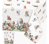 Tovaglie in plastica con animali del bosco, tovaglia rettangolare usa e getta, facile da pulire, impermeabile, per compleanni dei bambini, 2 pezzi