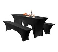 Tovaglie Per Tavoli E Panche Da Birreria In Set Da 3,larghezza Tavolo 50cm O 70cm, Tovaglie Elasticizzate Rettangolari Lavabili Per Banchetti, Feste Di Matrimonio, Eventi, Cocktail (70cm,Black)