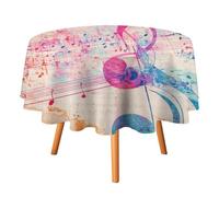 Tovaglie rotonde da 70 pollici con stampe di note musicali colorate ad, tovaglie moderne con stampe pentatoniche di musica geometrica e pittura a olio, copritavolo lavabili