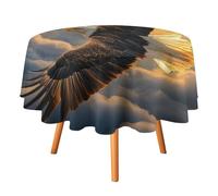 Tovaglie rotonde moderne con aquila al tramonto, da 60 pollici, tovaglie rustiche con aquila calva in volo per il giorno dell'indipendenza americana, per cucina, sala da pranzo