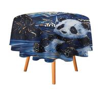 Tovaglie rotonde vintage astratte con panda, stile Monet, pittura a olio estetica, stile cartoon, galassia, luna piena, per cucina, sala da pranzo, tovaglia rotonda da 50 pollici