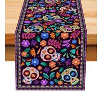 Tovaglie scheletro messicano - Runner da tavola messicani decorativi morbidi,Forniture per feste a tema messicano Decorazioni riutilizzabili per l'altare del Giorno dei Morti per decorazioni per la ta