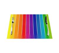 Tovaglietta all'americana a righe arcobaleno, in vinile intrecciato, antiscivolo, isolante, lavabile, set di tovagliette