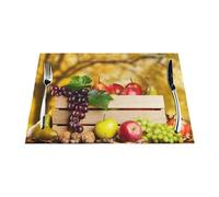 Tovaglietta all'americana con foglie e frutti rossi autunnali, tovagliette in vinile intrecciato a intreccio, antiscivolo, isolanti, lavabili, set di tovagliette