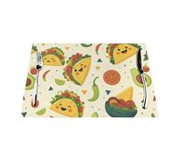 Tovaglietta all'americana in tessuto con motivo a taco e avocado, lavabile, antimacchia, decorazione da tavolo