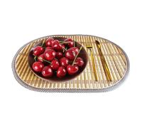 Tovaglietta all'americana in tessuto, resistente al calore, stile bohémien, ovale, antiscivolo, rustica, per interni ed esterni, scrivania, cucina, decorazione