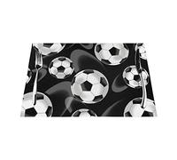 Tovaglietta all'americana nera a tema calcio, in vinile intrecciato, antiscivolo, isolante, lavabile, set di tovagliette per cucina e cena
