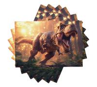 Tovaglietta Americana Fumetto in Cotone Lino Rettangolare - Tovagliette Set di 8 Tirannosauro Rex Resistente al Calore per La Cucina, Il L'Ufficio, 30 x 45cm