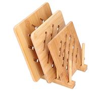 Tovaglietta in bambù Tovaglietta da tavolo Hot Pad Resistente al calore Set da con ripiano per tavolo da pranzo Protezione del piano di lavoro 3 tovagliette 1 ripiano (Piazza)