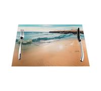 Tovaglietta in PVC intrecciato con paesaggio da spiaggia, 1 pezzo isolato, antiscivolo, facile da pulire per tavolo da pranzo