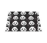 Tovaglietta in tessuto, 4 pezzi, resistente al calore, facile da pulire, adatta per feste all'aperto, decorazione casual da cucina, accessori da tavolo, 30,5 x 45,7 cm, motivo: panda Pareto
