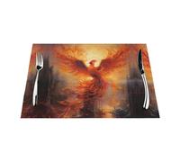 Tovaglietta in tessuto, 4 pezzi, resistente al calore, facile da pulire, adatta per feste all'aperto, decorazione casual da cucina, accessori da tavolo, 30,5 x 45,7 cm, stampa The Phoenix Reborn in