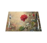 Tovaglietta in tessuto, 4 pezzi, resistente al calore, facile da pulire, adatta per feste all'aperto, decorazione casual da cucina, accessori da tavolo, 30,5 x 45,7 cm, le rose sono splendide immagini