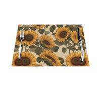 Tovaglietta in tessuto, 6 pezzi, resistente al calore, facile da pulire, adatta per feste all'aperto, decorazione da cucina, accessori da tavola, 30,5 x 45,7 cm, motivo girasole toscano