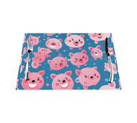 Tovaglietta in tessuto, 6 pezzi, resistente al calore, facile da pulire, adatta per feste all'aperto, decorazione da cucina, accessori da tavola, 30,5 x 45,7 cm, stampa con maiale rosa sorridente