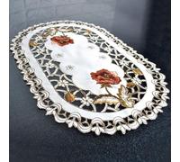 Tovaglietta in tessuto di pizzo ricamato vintage per tavolo da pranzo, 30 x 45 cm, design floreale, lavabile, antimacchia, per matrimoni (3#)