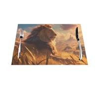 Tovaglietta in tessuto vintage con motivo Re Leone, resistente al calore, facile da pulire, antiscivolo, accessorio per tavolo da pranzo, 45,7 x 30,5 cm, 1 pezzo