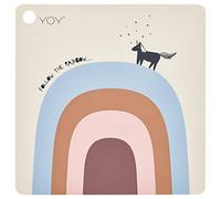 Tovaglietta OyOy Mini con scritta in lingua inglese "Follow the rainbow": Tovaglietta per bambini e neonati con arcobaleno, lavabile, in 100% silicone