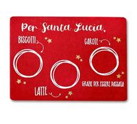 Tovaglietta per Santa Lucia in Feltro Rossa con scritte, cm 40x30