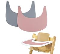 Tovaglietta per seggiolone, 2 pezzi, in silicone, pulita e igienica, per Stokke Tripp Trapp, vassoio per seggiolone Stokke Tripp Trapp (grigio/rosa)