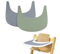 Tovaglietta per seggiolone, 2 pezzi, in silicone resistente, per seggiolone Tripp Trapp, accessori per seggioloni, adatta per vassoio seggiolone per Tripp Trapp (grigio/verde)