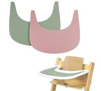 Tovaglietta per seggiolone, 2 pezzi, resistente in silicone, per accessori per seggioloni Tripp Trapp, adatta per vassoio seggiolone per Tripp Trapp (rosa/verde)