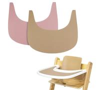 Tovaglietta per seggiolone, 2 Pezzi Tovaglietta per seggiolone Resistente in Silicone, per Accessori per seggiolone Tripp Trapp, Adatta per Il Vassoio seggiolone Tripp Trapp (Cachi/Rosa)