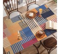 Tovaglietta Rettangolare In PVC Non Lavabile Con Motivo A Blocchi Di Colore, Resistente All'usura,Impermeabile E Resistente All'olio,Adatta For Tavolo Da Pranzo,Mobile TV(Square Stripes,27.6x51.2in)