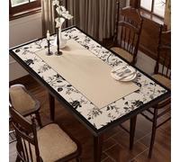 Tovaglietta Rettangolare In PVC Non Lavabile Con Motivo A Blocchi Di Colore, Resistente All'usura,Impermeabile E Resistente All'olio,Adatta For Tavolo Da Pranzo,Mobile TV(Black Flowers,35.4x63in)