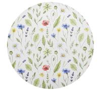 Tovaglietta rotonda bianca con erbe selvatiche, resistente al calore, antiscivolo, lavabile, per cucina, taglia unica 6
